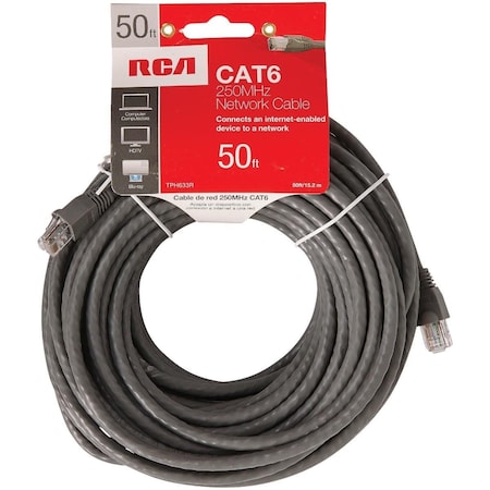 Rca 50 Ft. CAT-6 Gray Network Cable TPH633R
